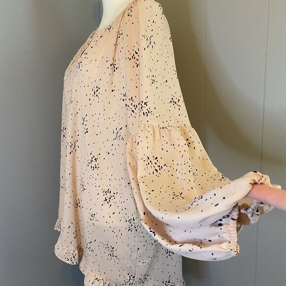 a.n.a Blush Pink Long Sleeve Ruffle Blouse Size XL - Picture 6 of 10